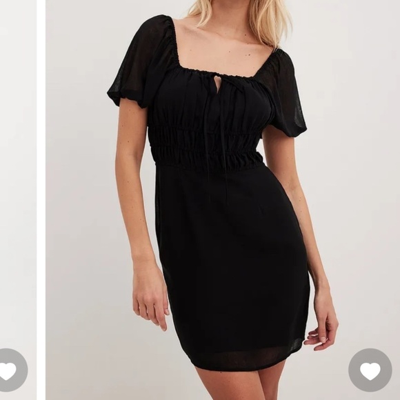 Banana Republic Mini Knit dress Milk maid Babydoll Pleated Black Silk Cotton S - Picture 1 of 11